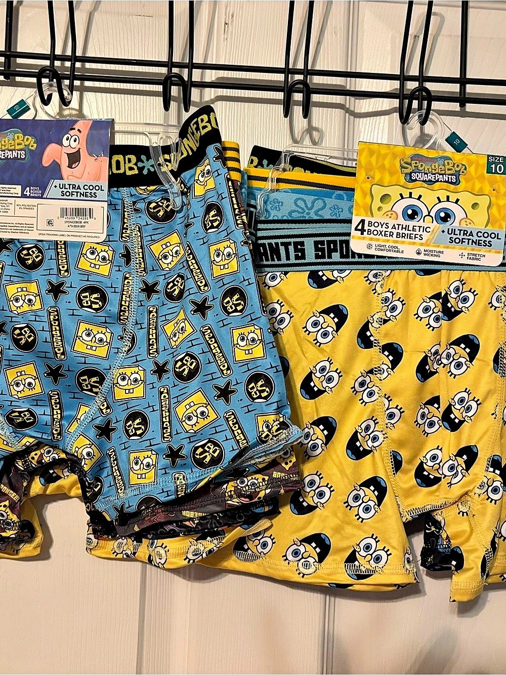SpongeBob SquarePants Boys Athletic Boxer Briefs 4-Pack Size 10 2-Pack Sets